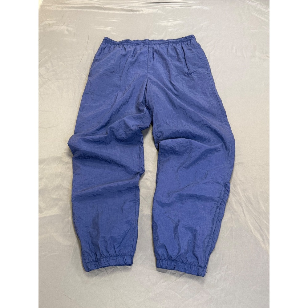 Vintage Nike 90s Nylon‎ Windbreaker Lined Track Pants Blue Mens Medium Swoosh